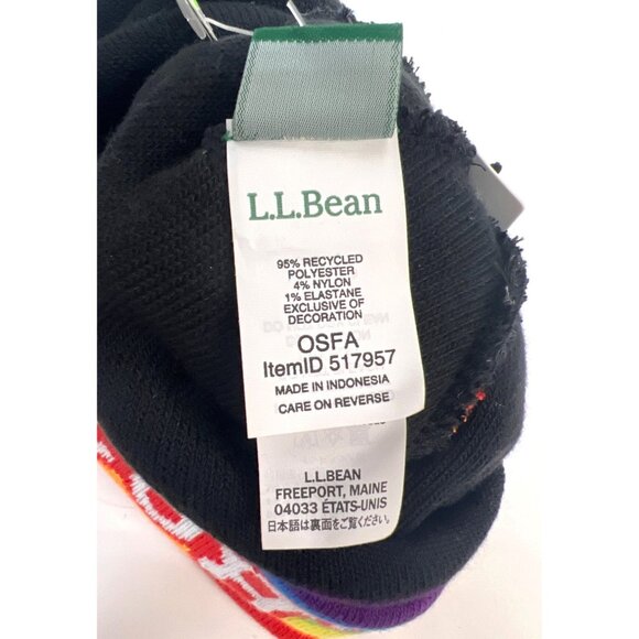L.L. Bean Unisex Rainbow striped Pom Hat Recycled Polyester OSFA Pride Collectio - Picture 6 of 7